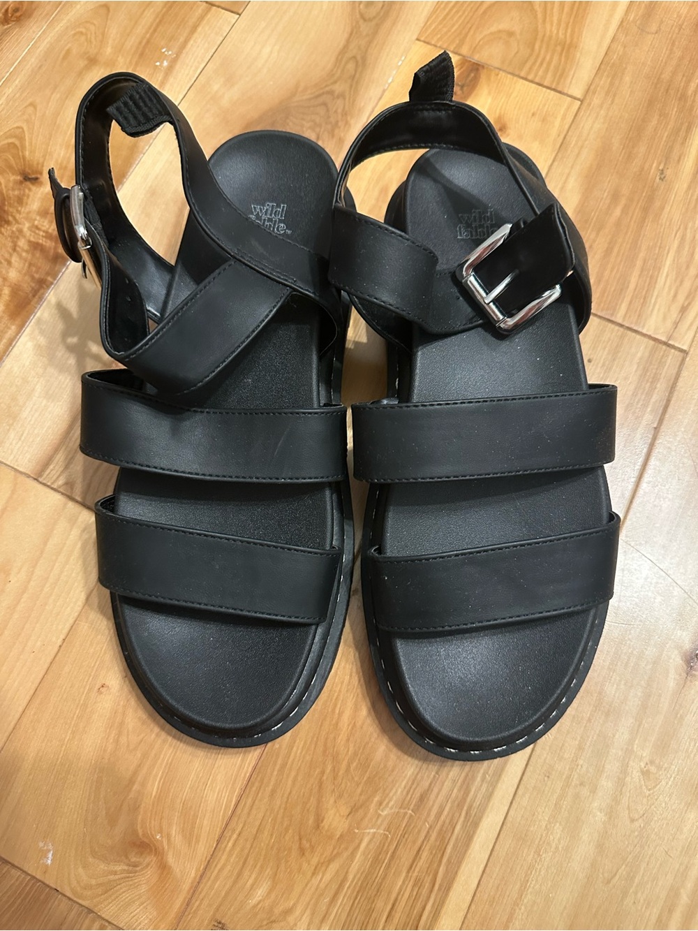 A new day Black Strappy Buckle Sandals